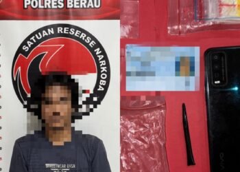 Disaksikan Warga, Pengedar Sabu di Kelurahan Gayam Ini Dibekuk Sat Resnarkoba Polres Berau