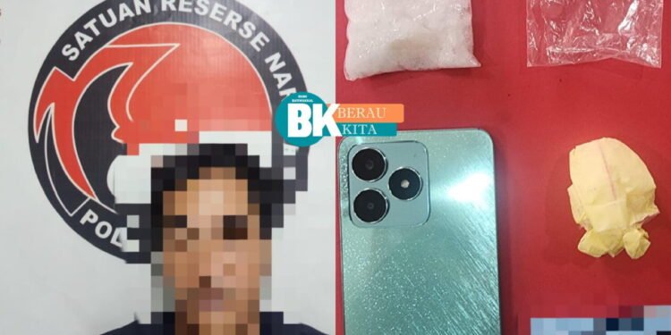 Edar Narkoba,Pria ini Diringkus Satresnarkoba Berau Di Sambaliung, BB 25 Gram Sabu Disita